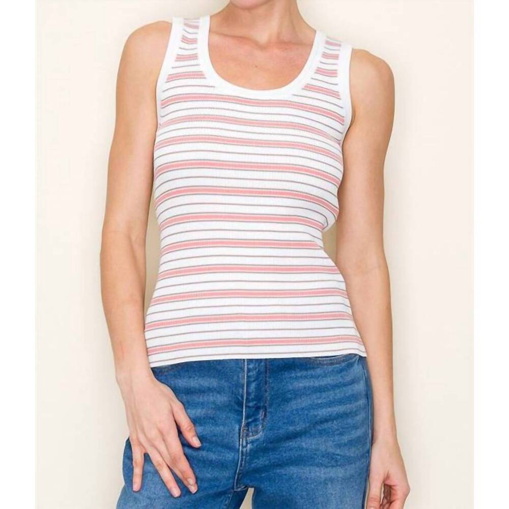 NEW STACCATO fitted sweater tank in mutli-stripe